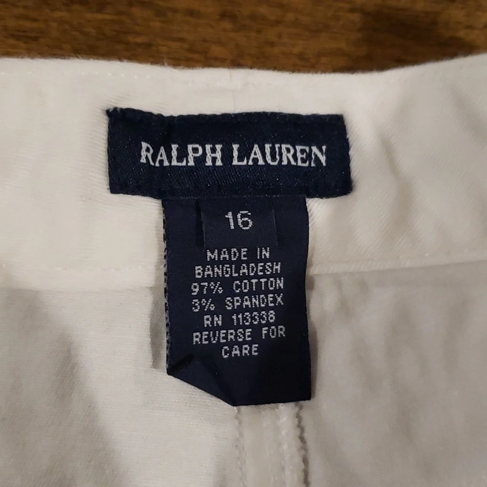 Ralph Lauren White Embroidered Cotton Pants Youth 16